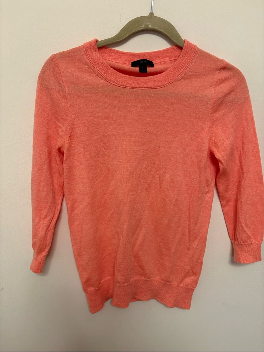 J. Crew Women's 100% Merino Wool Sweater Size S orange minimalist quiet luxury